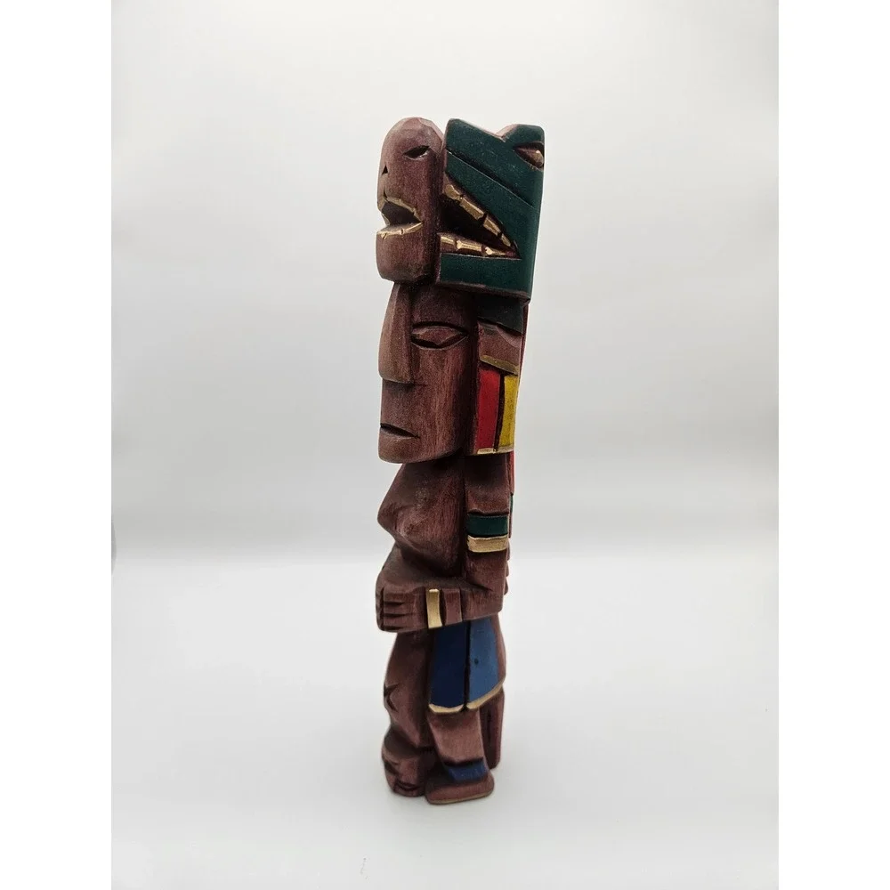 Vintage Handcarved Lightweight Wooden Folk Art Aztec/Mayan Style Totem 9
